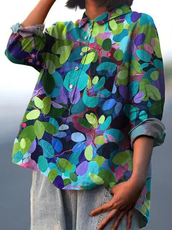 Adriana | Camicia casual da donna con arte del bosco stampata