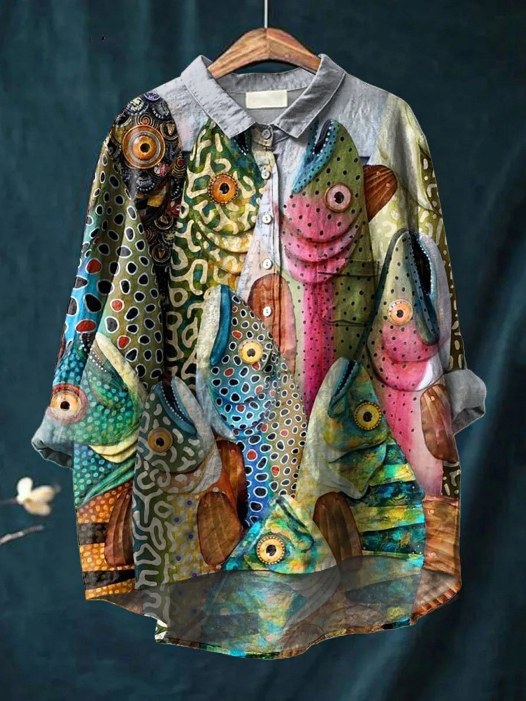 Natalia | Maglietta Casual in Stile Vintage con Pesce Divertente