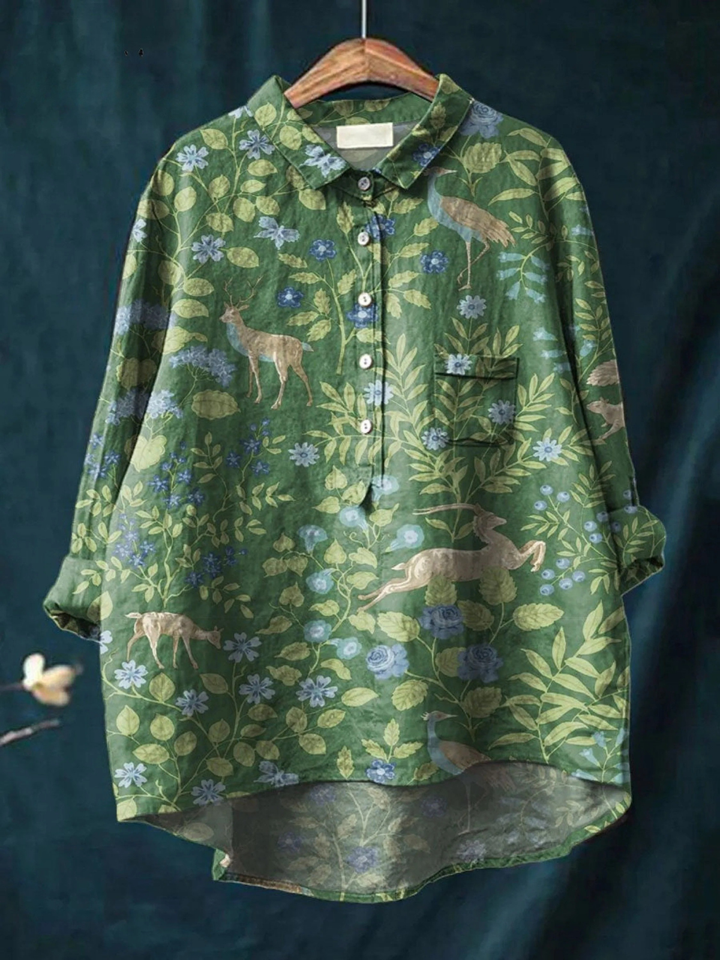 Paloma | Maglietta Casual con Stampa Floreale Vintage di Animali