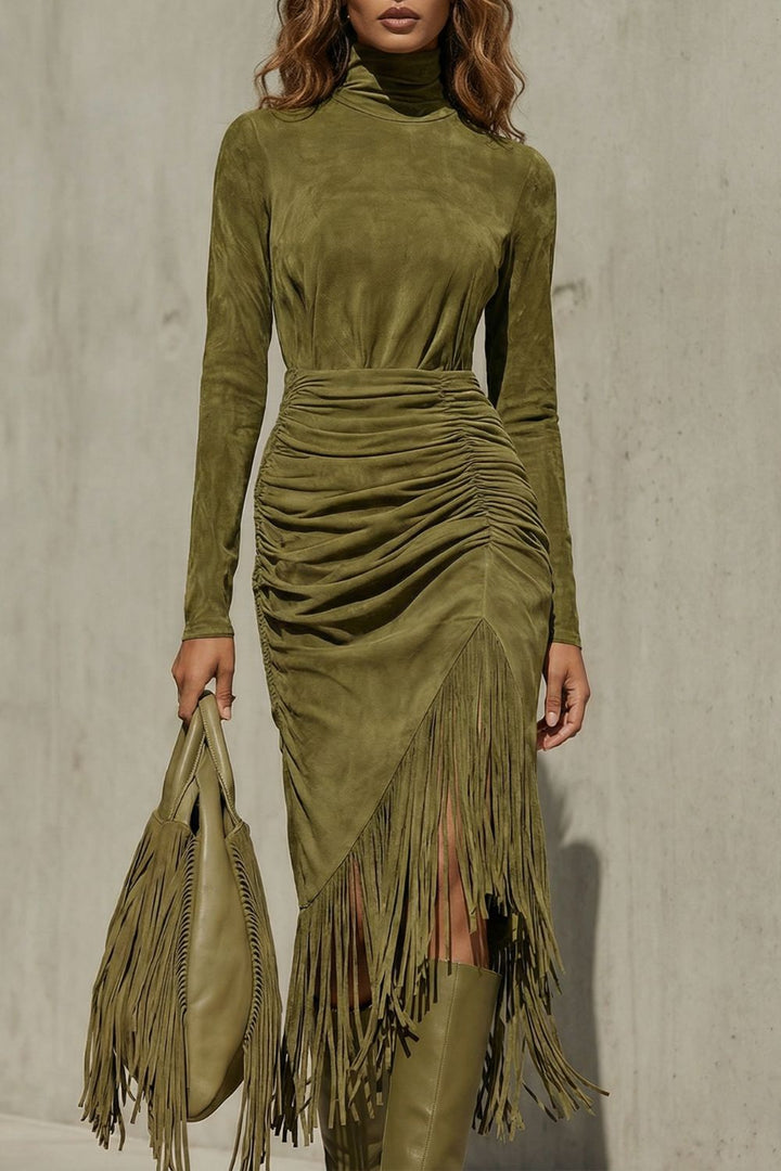 Soléna – Abito Midi con Dettaglio di Orlo Ruffle