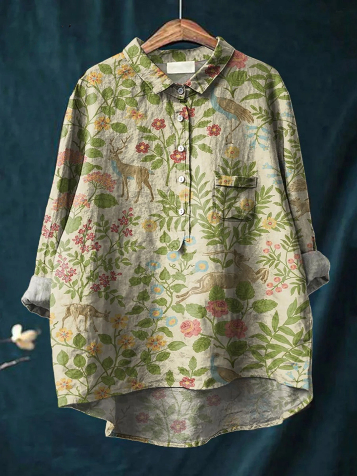 Paloma | Maglietta Casual con Stampa Floreale Vintage di Animali