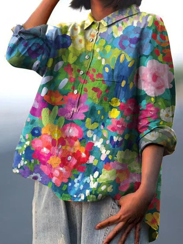 Lucía | Camicia Casual in Stile Vintage con Motivo Floreale per Donne