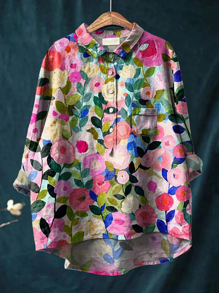 Mónica | Camicia Casual da Donna con Stampa Floreale Colorata di Primavera
