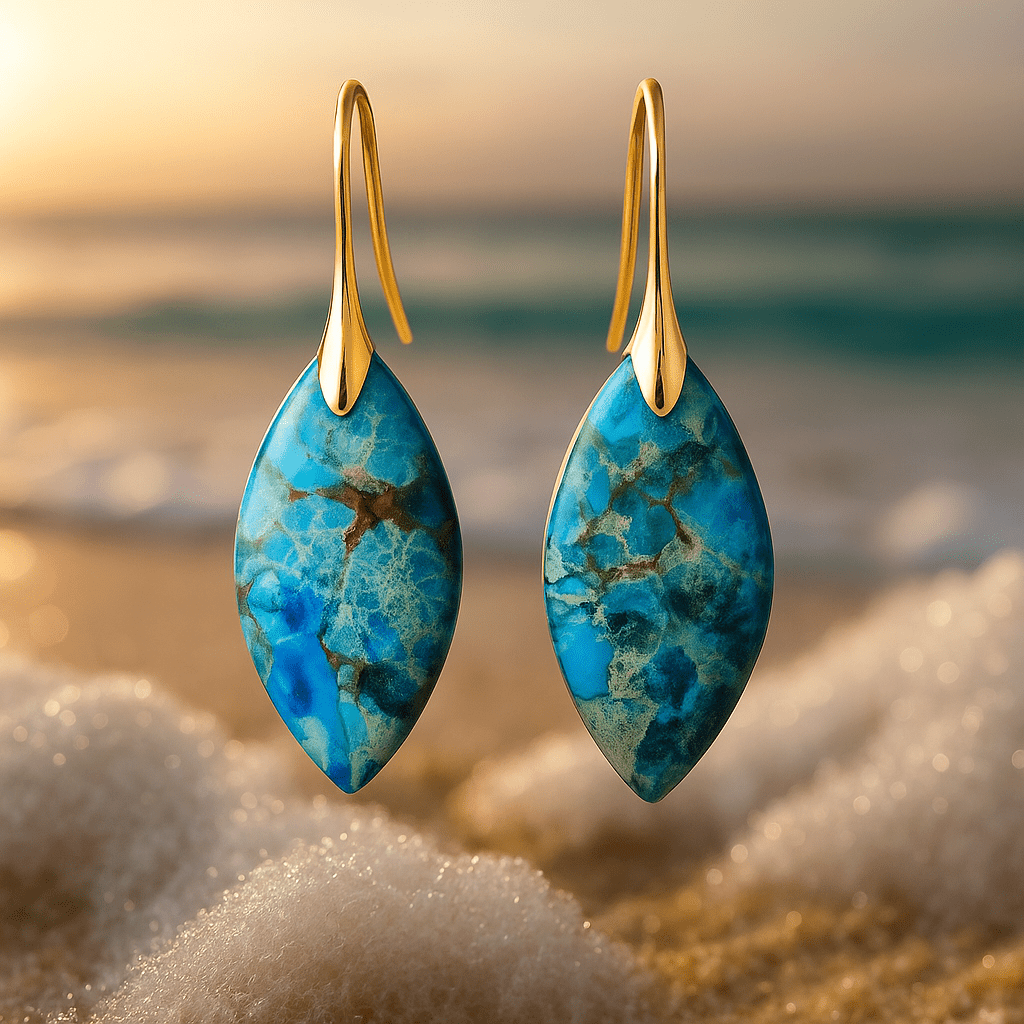 Orecchini eleganti mare blu