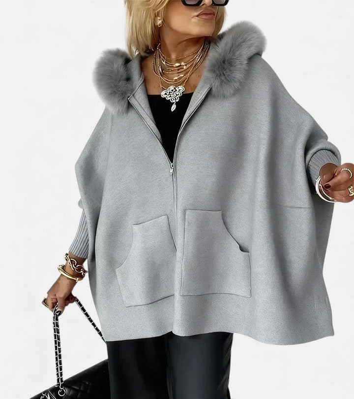 Monika – Cappotto da donna comodo con cappuccio e tasche