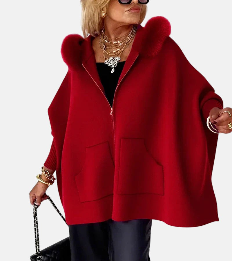 Monika – Cappotto da donna comodo con cappuccio e tasche