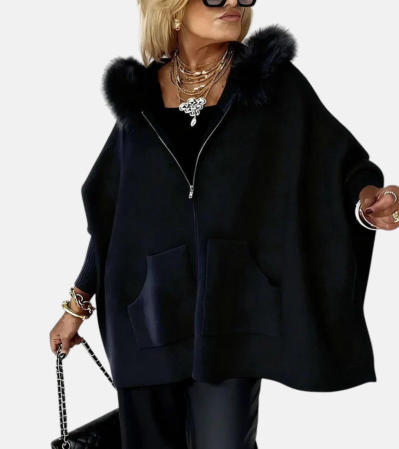 Monika – Cappotto da donna comodo con cappuccio e tasche