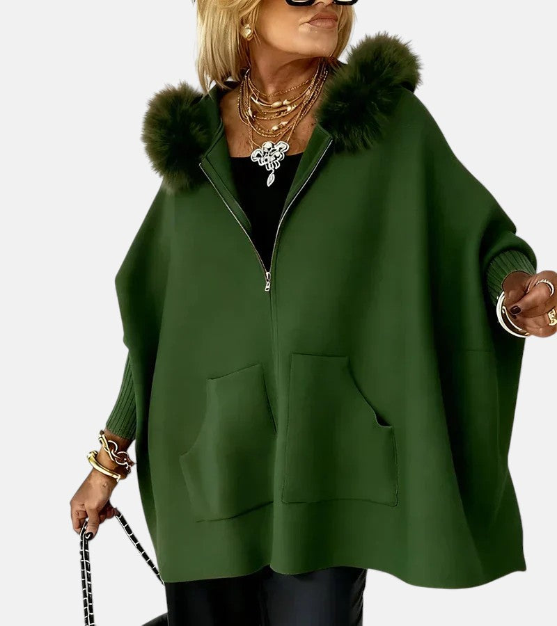 Monika – Cappotto da donna comodo con cappuccio e tasche