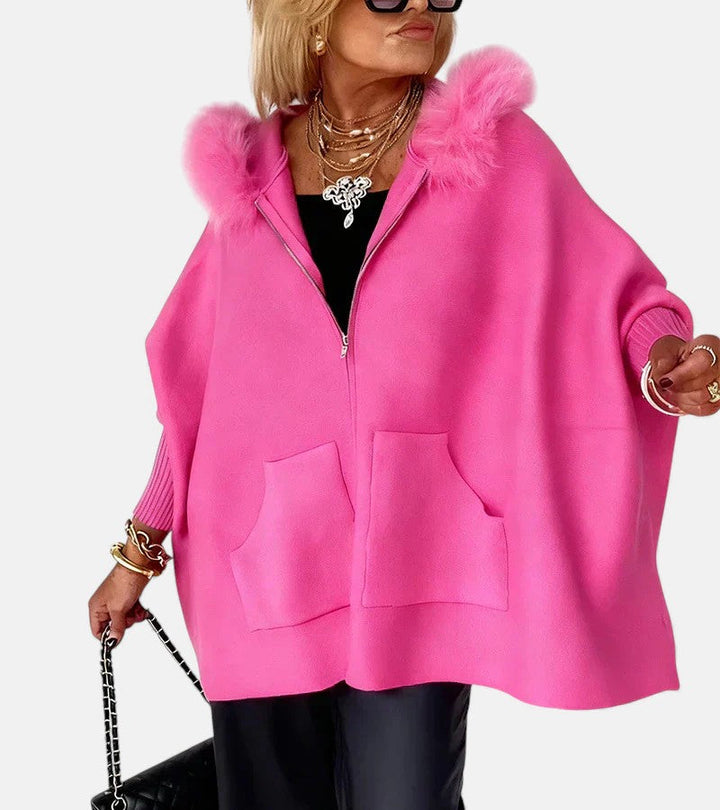 Monika – Cappotto da donna comodo con cappuccio e tasche