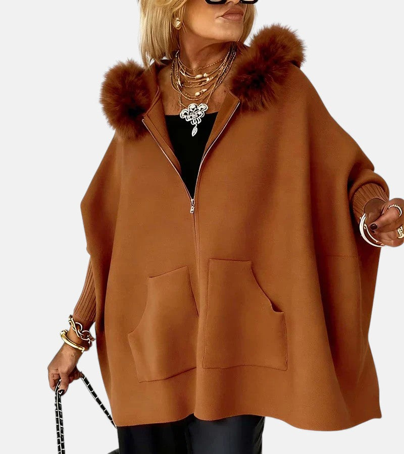 Monika – Cappotto da donna comodo con cappuccio e tasche