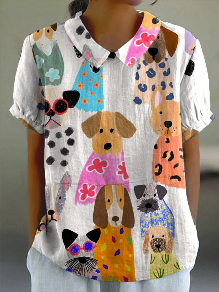 Tilly | Blusa con stampa di cani giocosi
